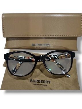 Burberry Authentic Prescription Women’s Black Frame Eyeglasses Case + Cloth